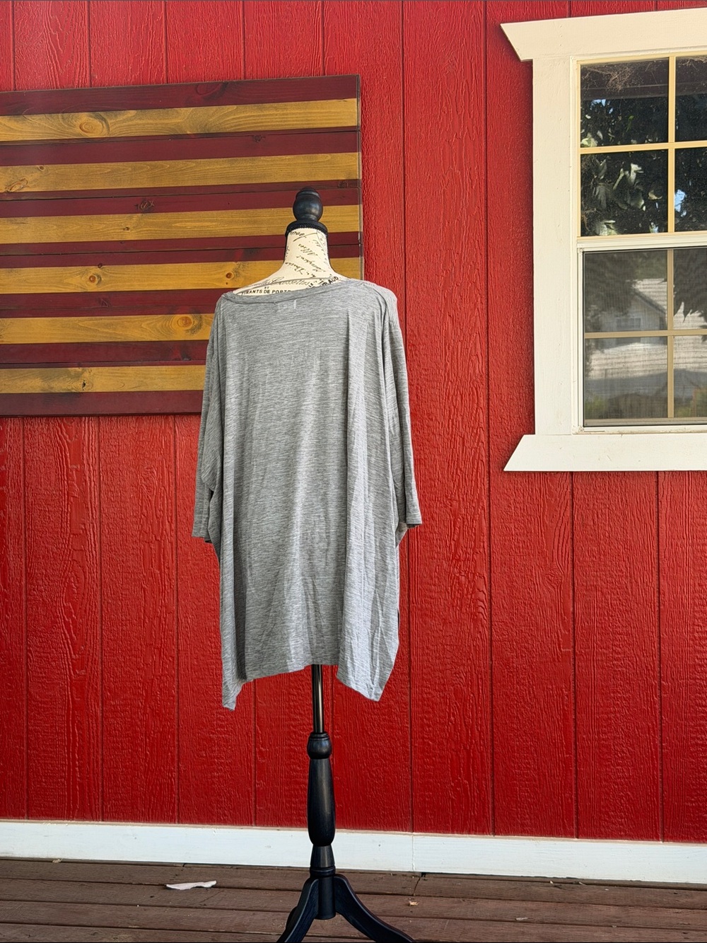 Cost Plus World Market Heather Gray Draped Poncho Top - Picture 3 of 3
